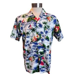 Aloha Hawaiian Shirt Duke Kahanamona  XL Catalina California Sailboat Palm Tree